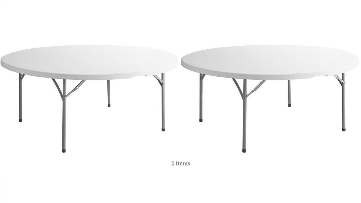 White 6-ft Plastic Folding Round Table B39576