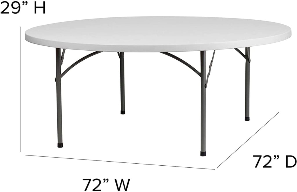 72" Round White Plastic Folding Table I9787