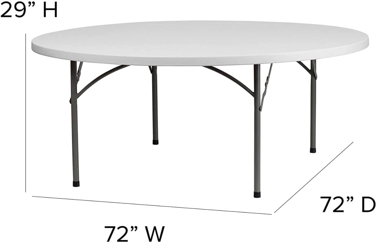 72" Round White Plastic Folding Table I9787