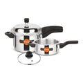 Orange Triply Stainless Steel Pressure Cooker Combo Set 2&3 Litre 2 Pc A9973