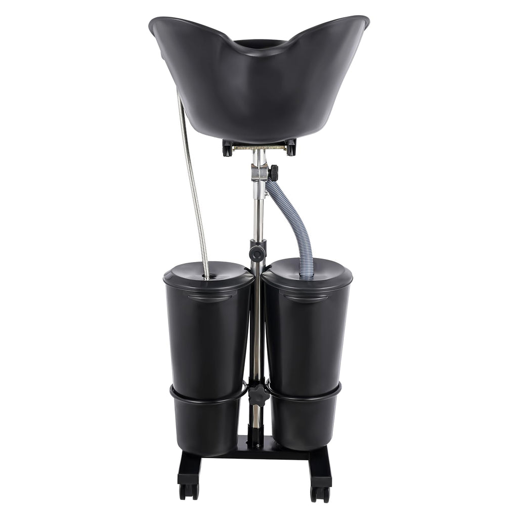 Portable Shampoo Bowl with Dual Buckets, Adjustable Height, Electric Pump, Foot Pedal Control, Black K159900