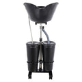 Portable Shampoo Bowl with Dual Buckets, Adjustable Height, Electric Pump, Foot Pedal Control, Black K159900