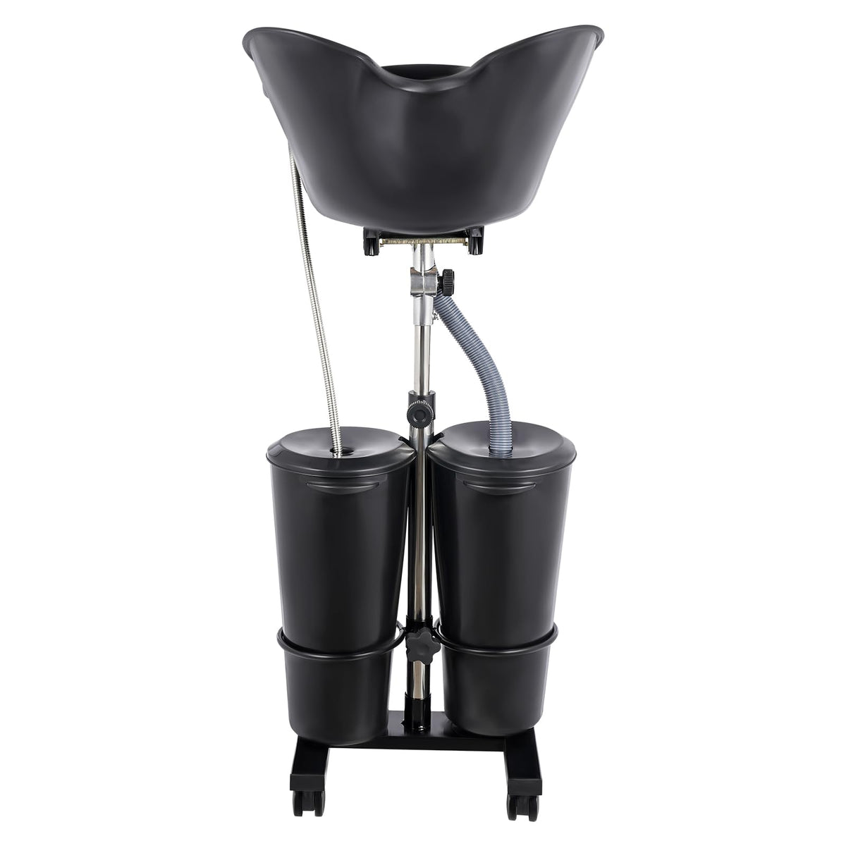 Portable Shampoo Bowl with Dual Buckets, Adjustable Height, Electric Pump, Foot Pedal Control, Black K159900
