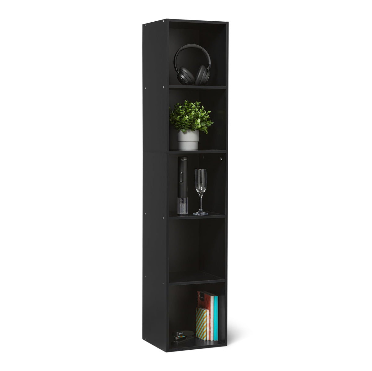 5 Cube Black Bookcase Y858
