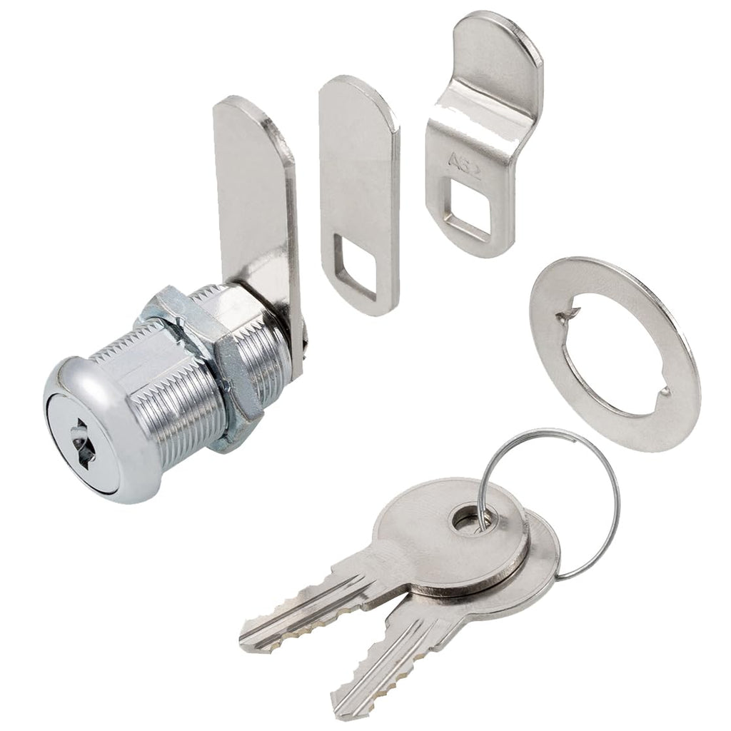 Keyed Alike 1” Cylinder Cam Locks Chrome Finish with 3 Cams and 2 Keys R8658