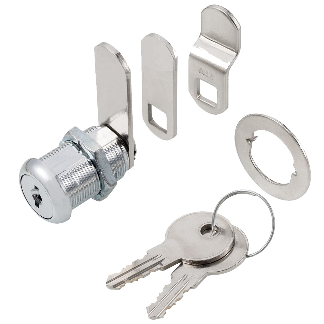 Keyed Alike 1” Cylinder Cam Locks Chrome Finish with 3 Cams and 2 Keys R8658