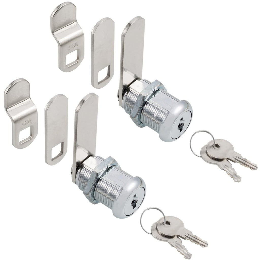 Keyed Alike 1” Cylinder Cam Locks Chrome Finish with 3 Cams and 2 Keys R8658