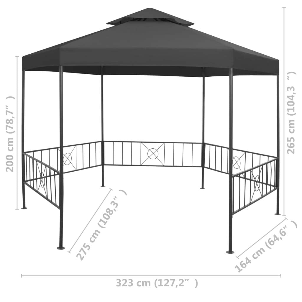 Gazebo Tent 10.6'x9'x8.7' Anthracite H460645