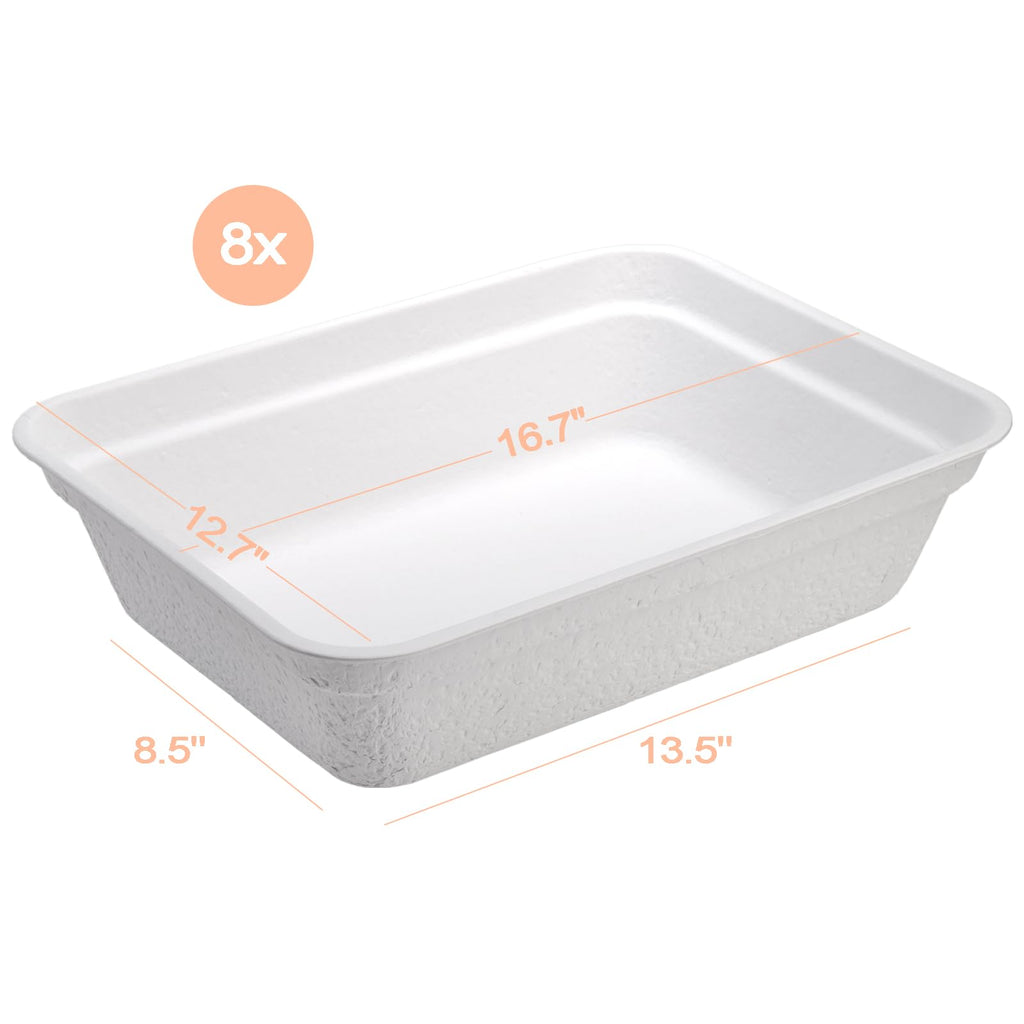 8 Pack White Cardboard Disposable Cat Litter Boxes M36603