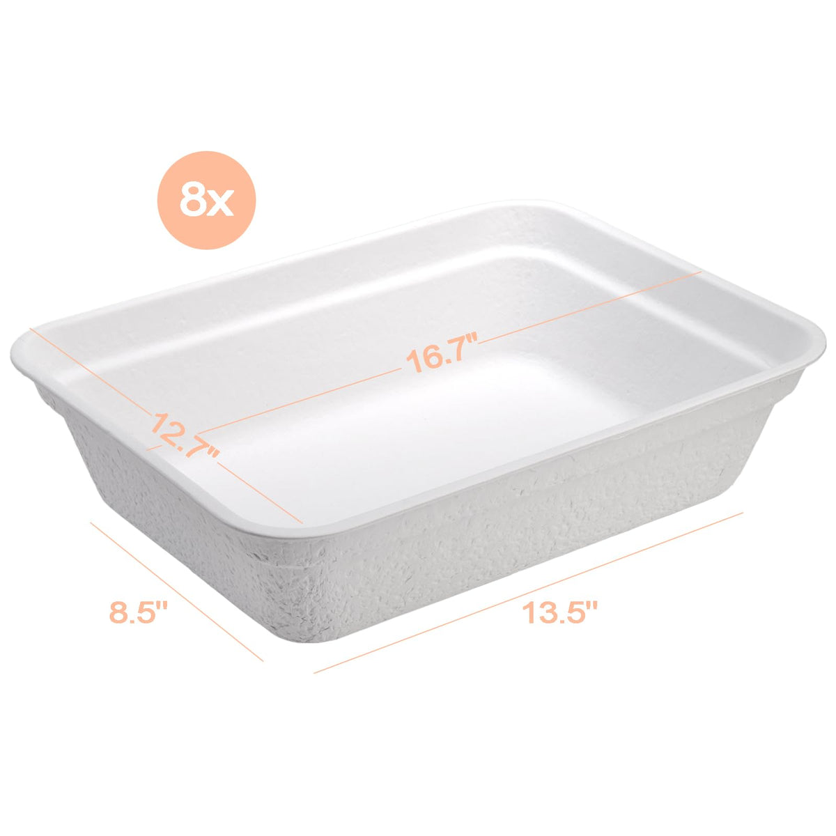 8 Pack White Cardboard Disposable Cat Litter Boxes M36603
