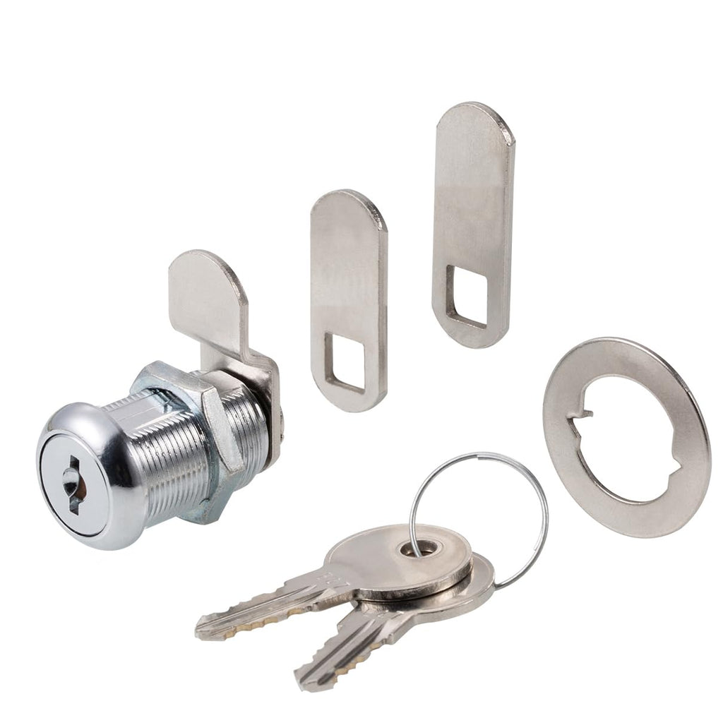 Keyed Alike 1” Cylinder Cam Locks Chrome Finish with 3 Cams and 2 Keys R8658