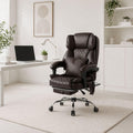 Dark Brown Executive Office Chair with Heated Lumbar and Footrest M11907