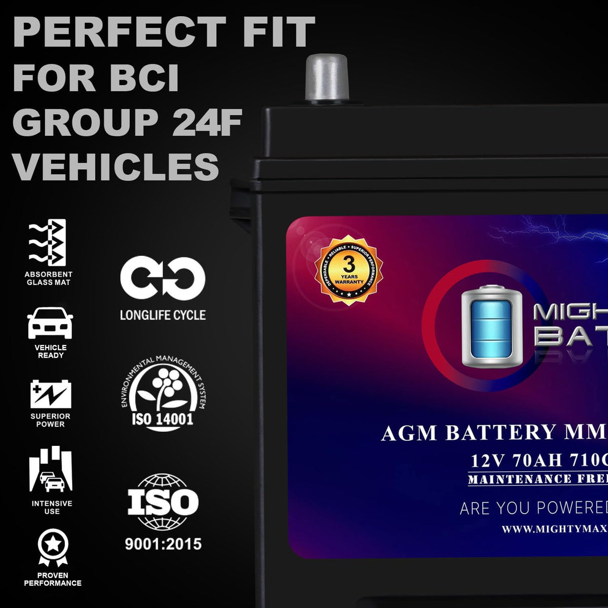 12V 70Ah AGM Replacement Battery F281