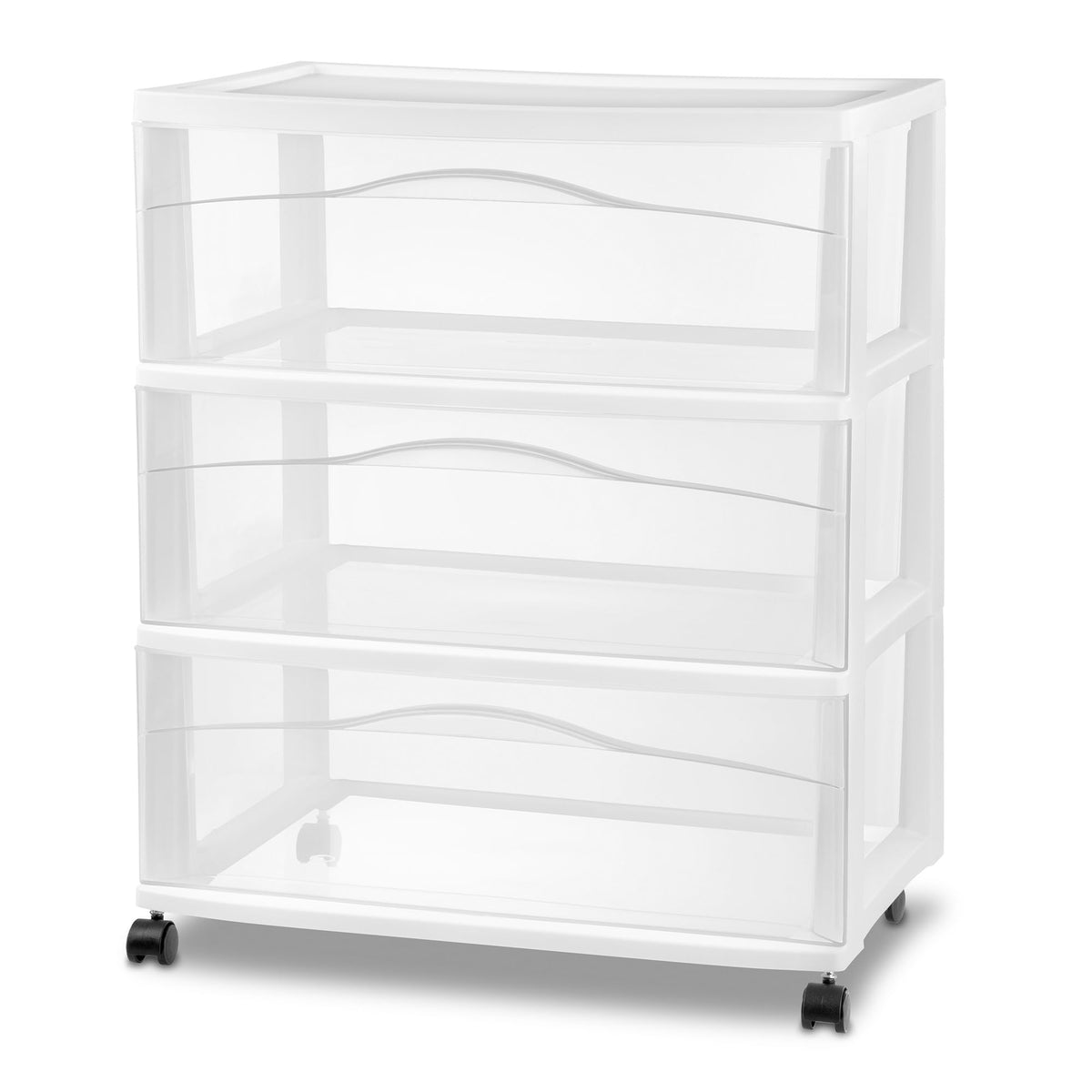 Wide 3 Drawer Plastic Rolling Storage Cart G8395