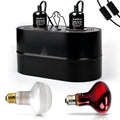 2-in-1 Deep Dome Reptile Light Fixture Kit with 100W UVA Basking Bulb & 100W Infrared Heat Lamp H467543