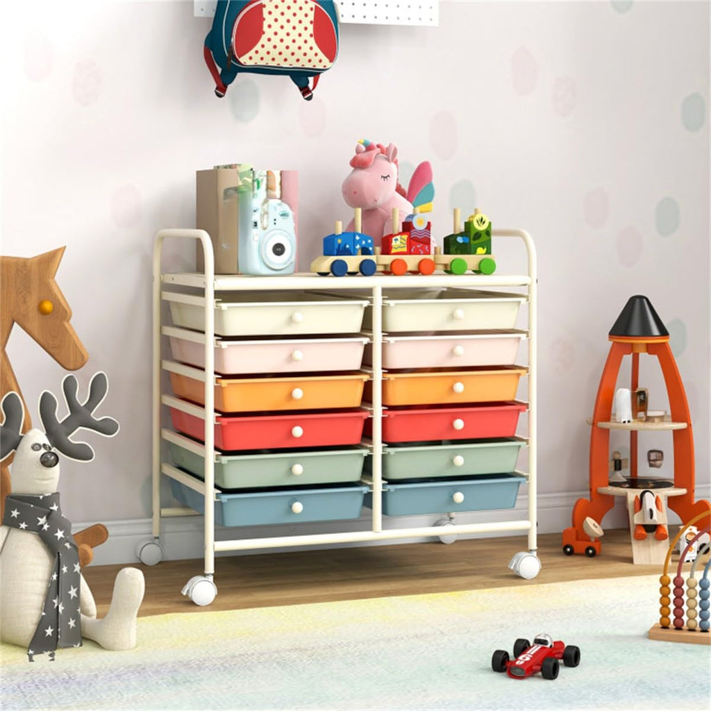 12 Drawer Rolling Storage Cart with Wheels W852
