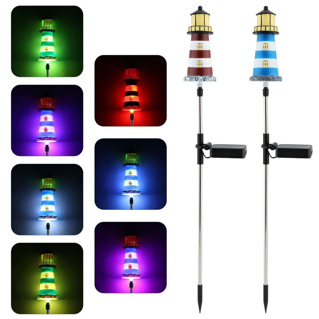 2 Pack 7 Color Changing Solar Garden Stake Lights J902410