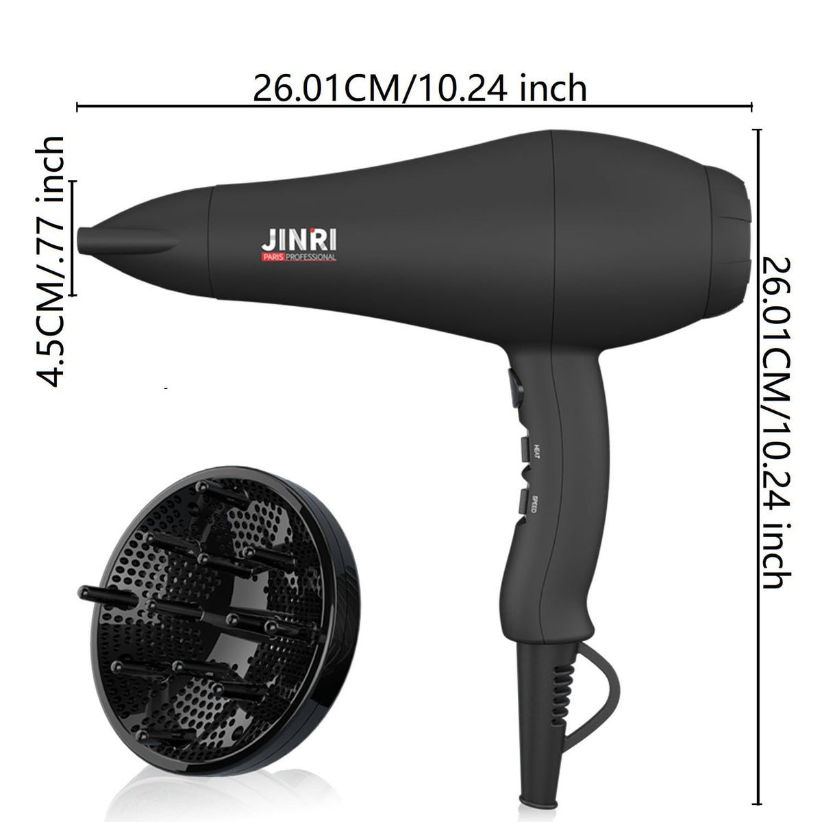 1875W Ionic Hair Dryer with Diffuser and Concentrator Z58260