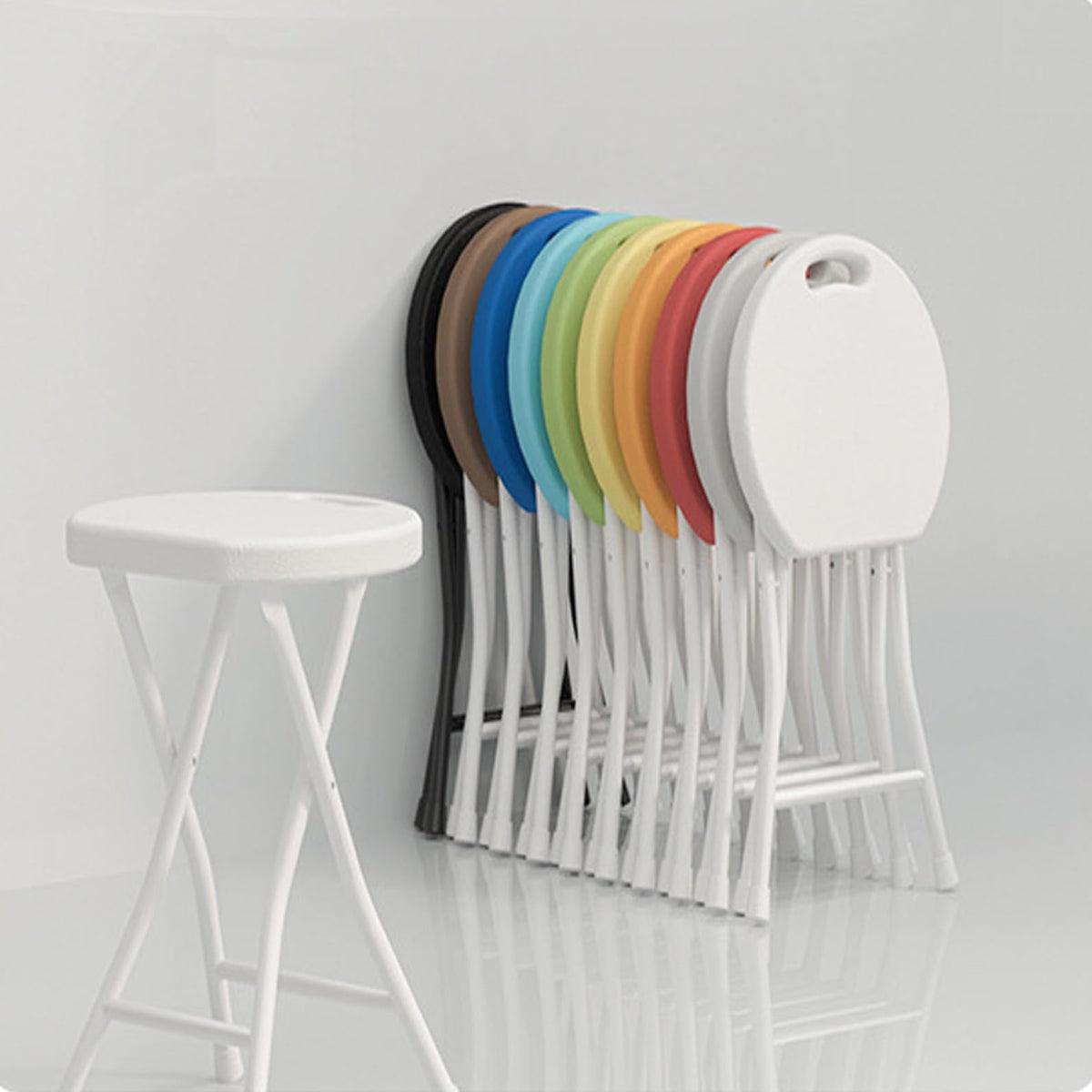 18 inch Portable Folding Plastic Stool with Steel Frame L924