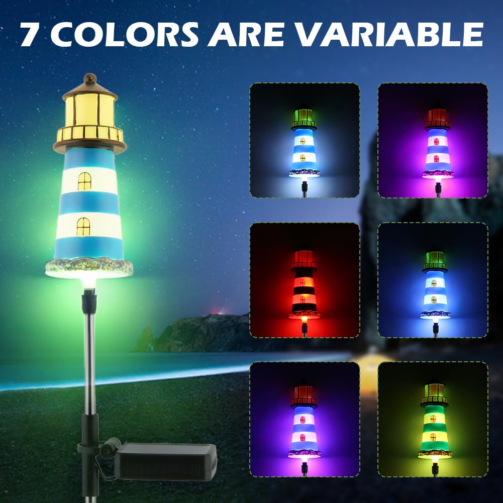 2 Pack 7 Color Changing Solar Garden Stake Lights J902410