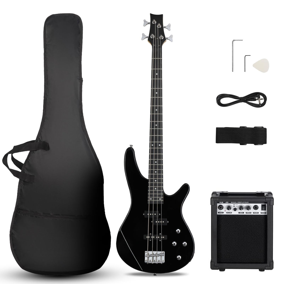 Electric Bass Guitar 4 String Kit Black R906704