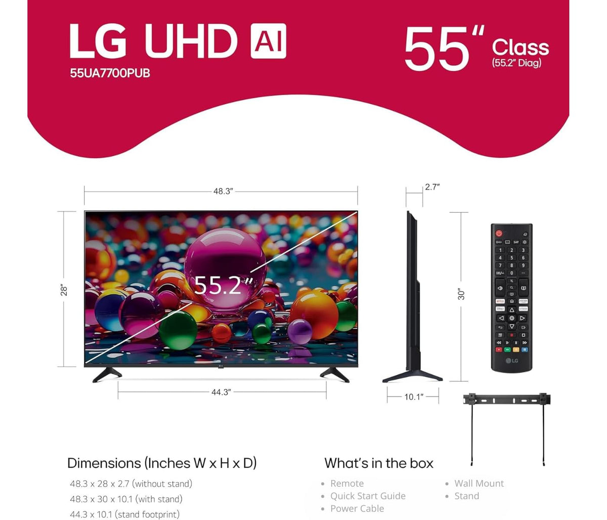 55" 4K UHD Smart TV HDR10 Bluetooth I861963