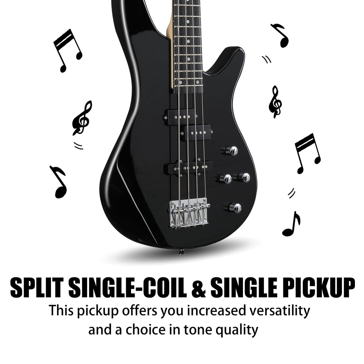 Electric Bass Guitar 4 String Kit Black R906704