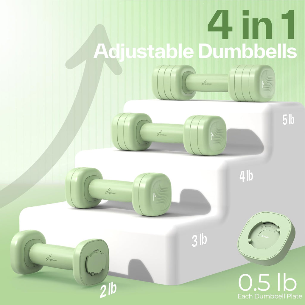 Adjustable Dumbbell Set of 2, 4 in 1 Free Weights with Soft Rubber Handle U165307