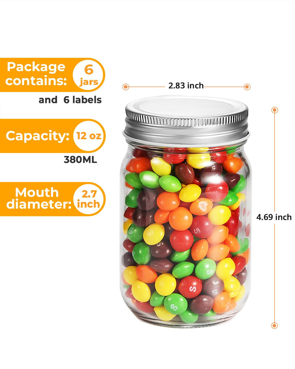 12 oz Glass Canning Jars 6 Pack S861670