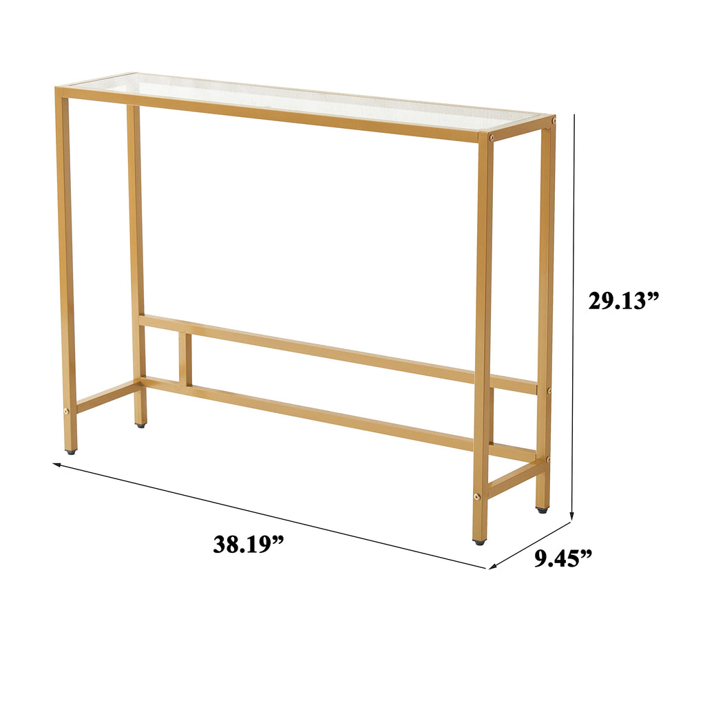 Small Modern Console Table Tempered Glass Metal Frame K788197