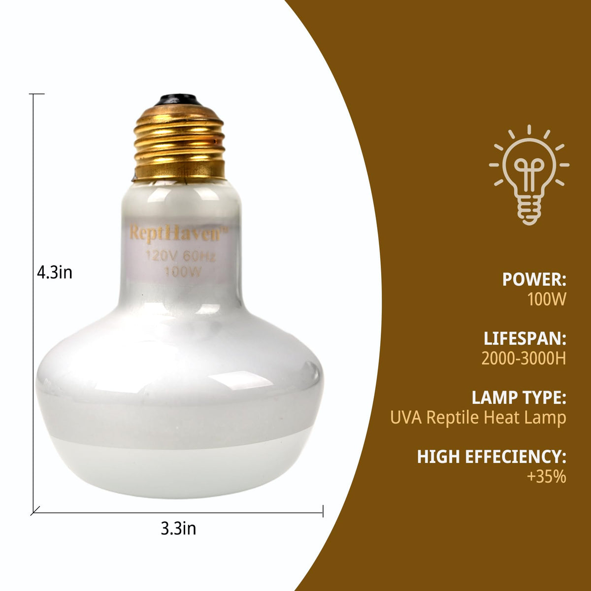 2-in-1 Deep Dome Reptile Light Fixture Kit with 100W UVA Basking Bulb & 100W Infrared Heat Lamp H467543