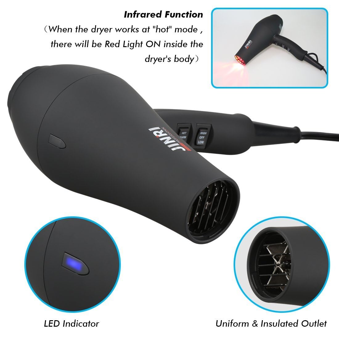 1875W Ionic Hair Dryer with Diffuser and Concentrator Z58260