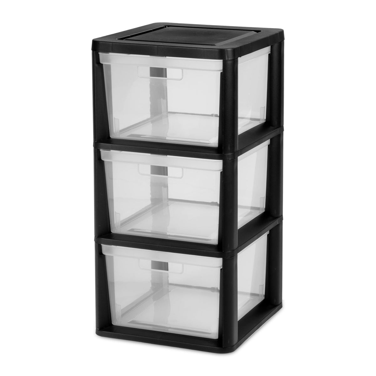 Black 3-Tier Plastic Storage Drawer Tower M891