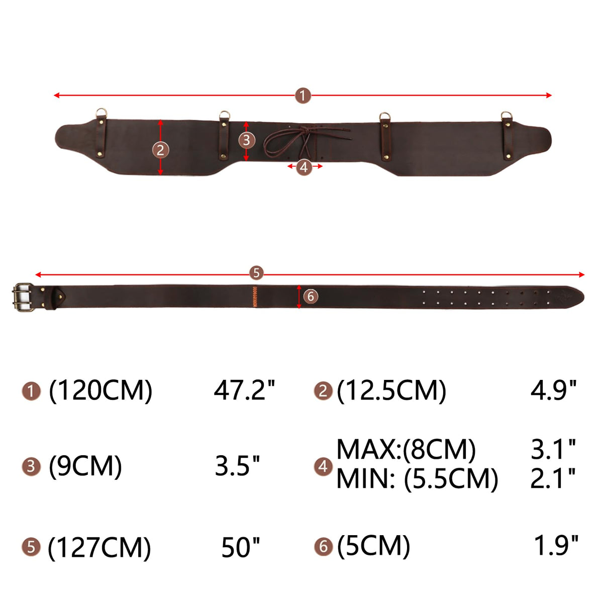Leather Padded Tool Belt with Suspenders P6276