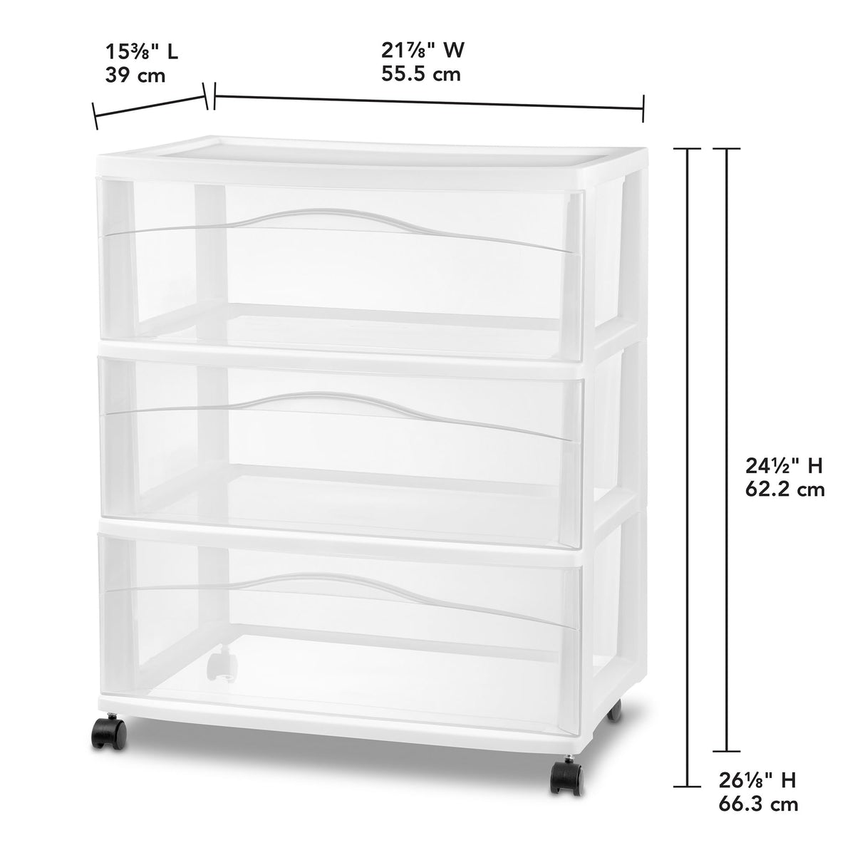 Wide 3 Drawer Plastic Rolling Storage Cart G8395
