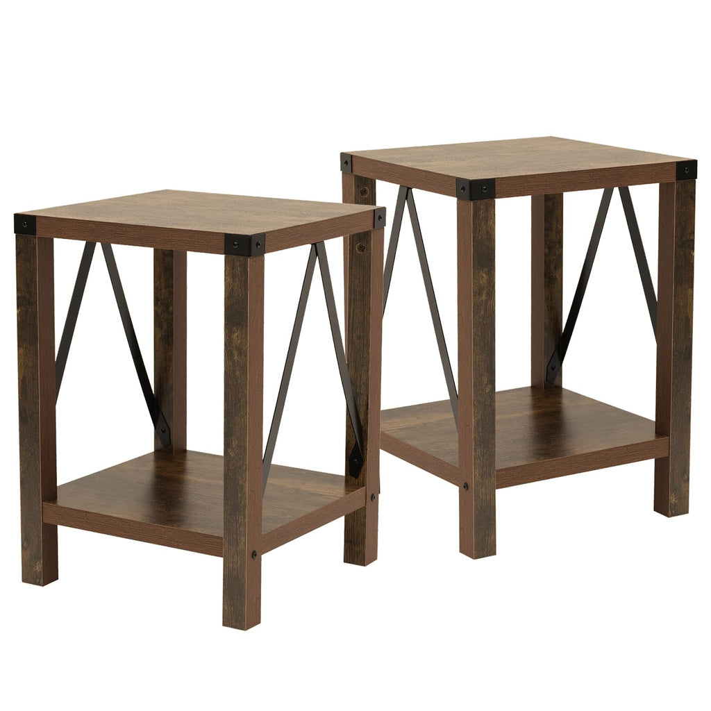 Brown 2-Tier Square End Table Y97060
