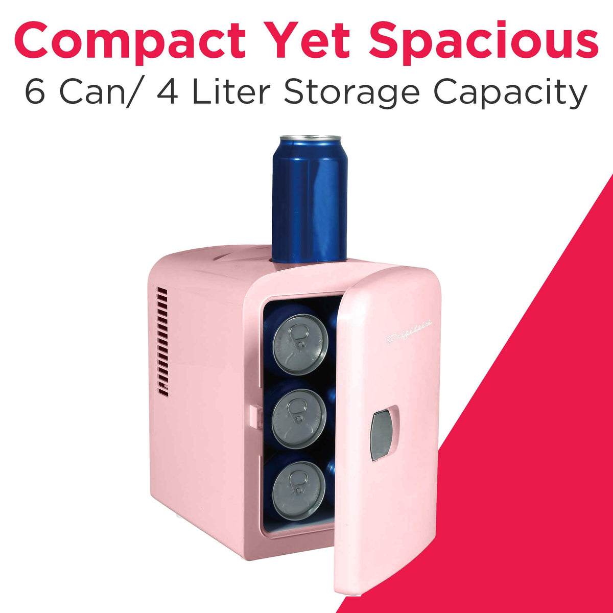 Mini Portable Compact Personal Fridge, 4 Liter Capacity, Pink G79060