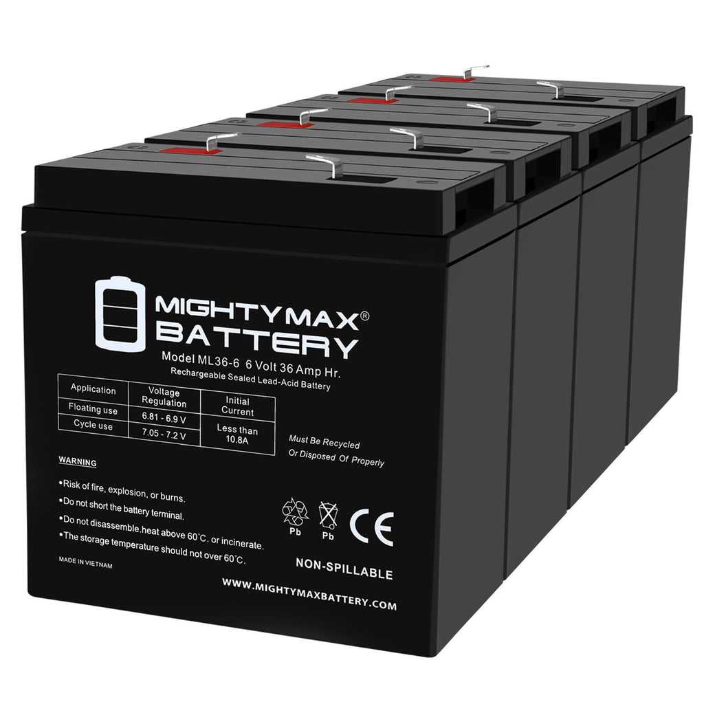 6 Volt 36 AH Rechargeable SLA AGM Battery 4 Pack N6463