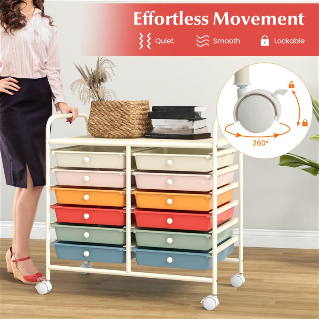 12 Drawer Rolling Storage Cart with Wheels W852