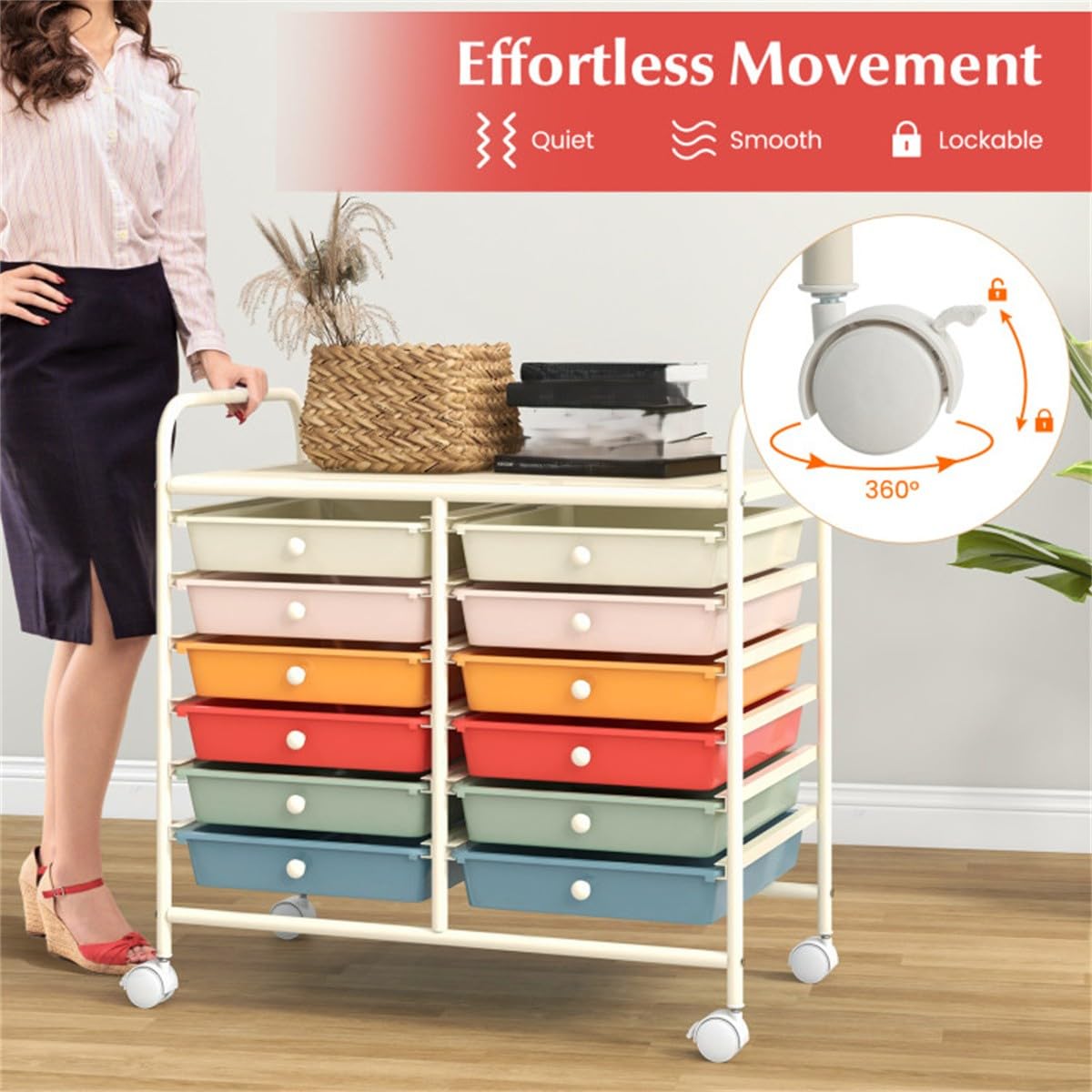 12 Drawer Rolling Storage Cart with Wheels W852