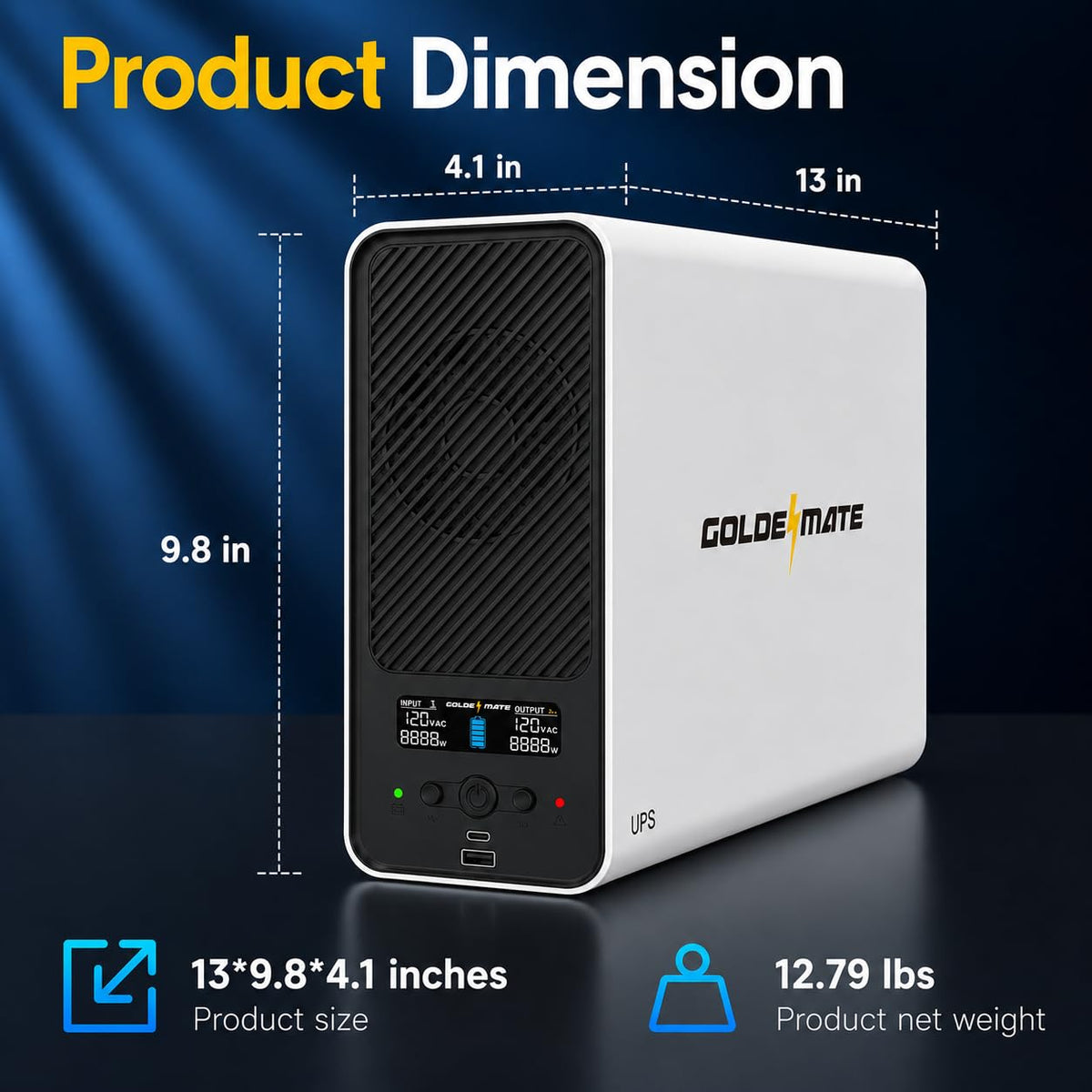 White 1500VA/1000W Lithium UPS Battery Backup & Surge Protector D20349