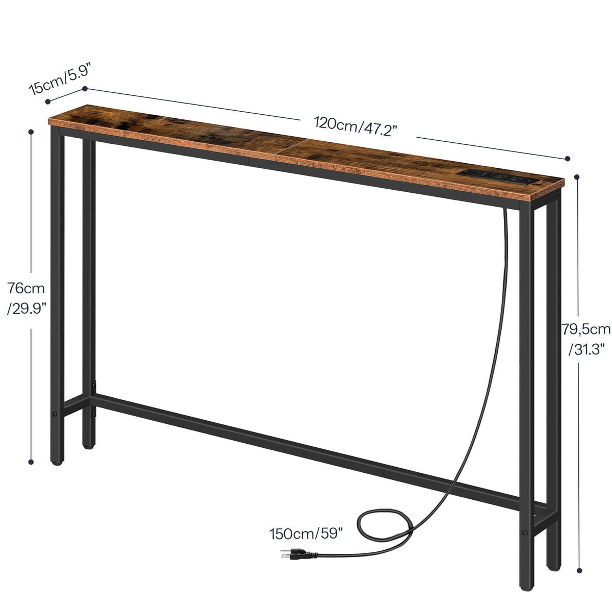 47.2" Narrow Console Table with Power Outlet B427543