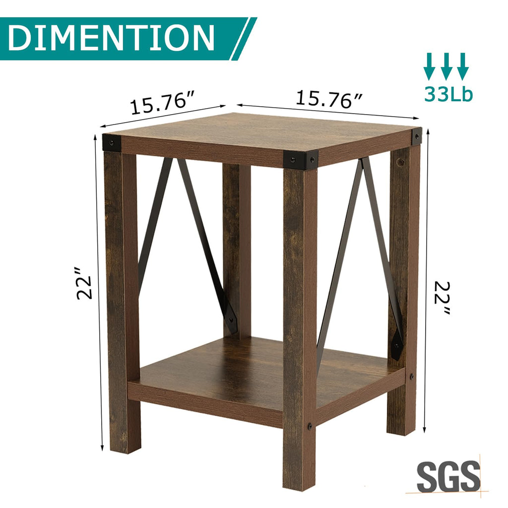 Brown 2-Tier Square End Table Y97060