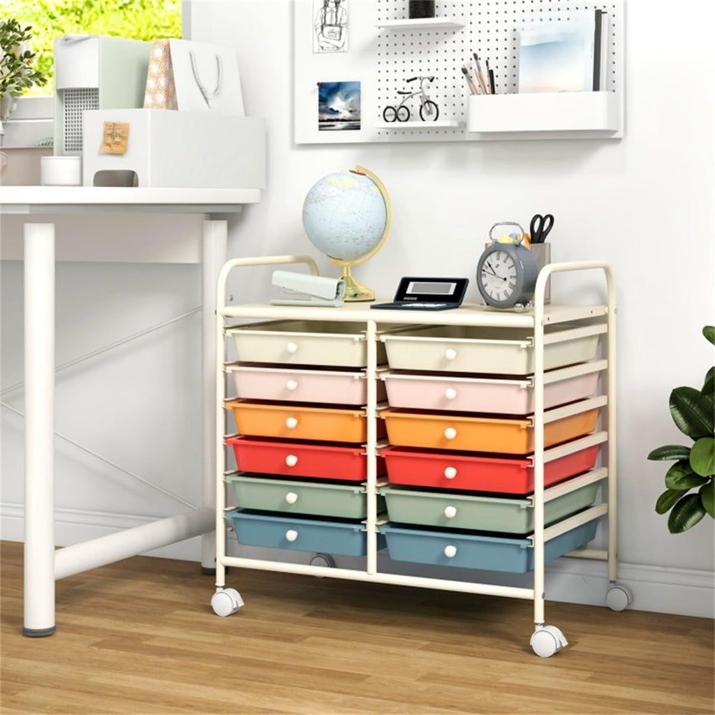 12 Drawer Rolling Storage Cart with Wheels W852
