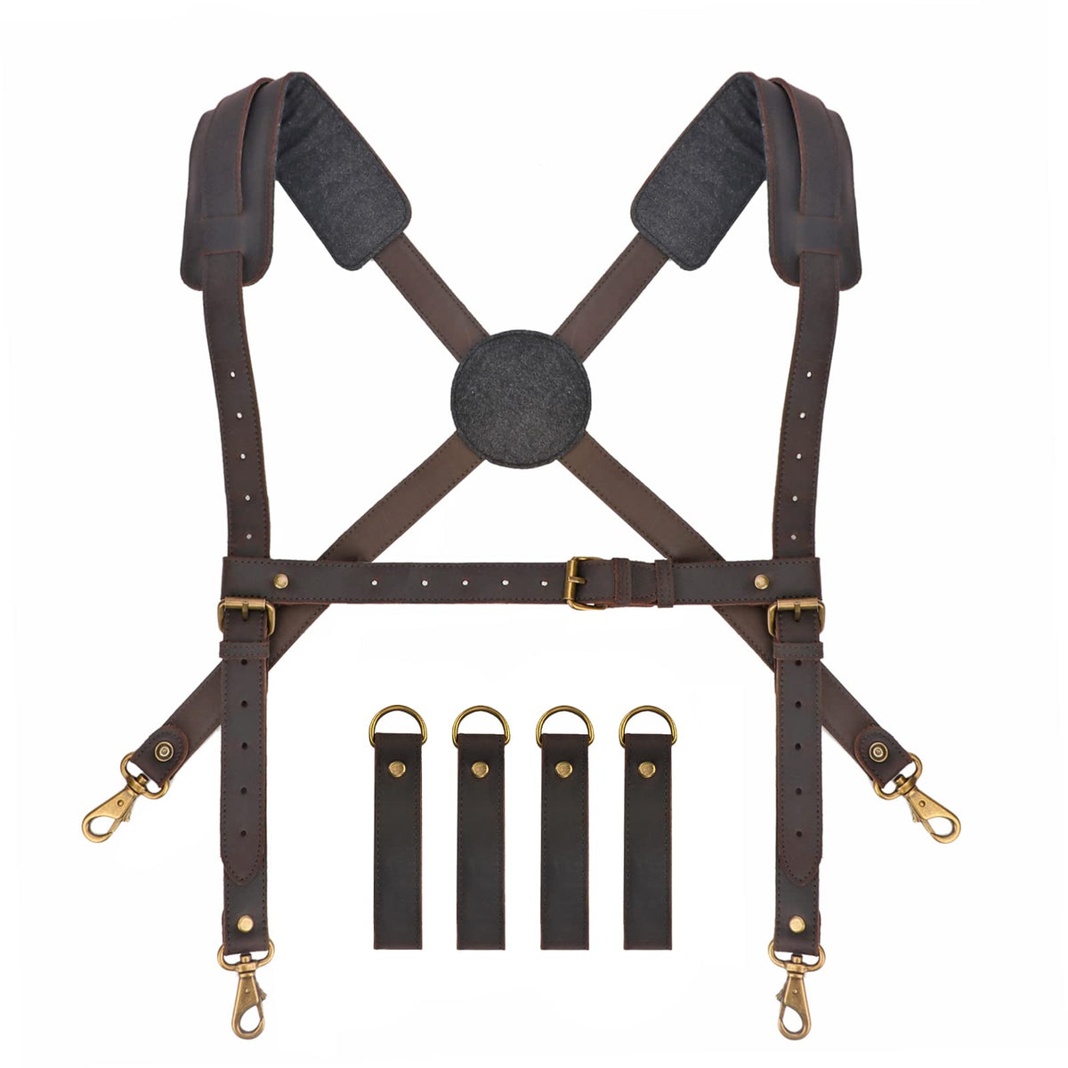 Leather Padded Tool Belt with Suspenders P6276