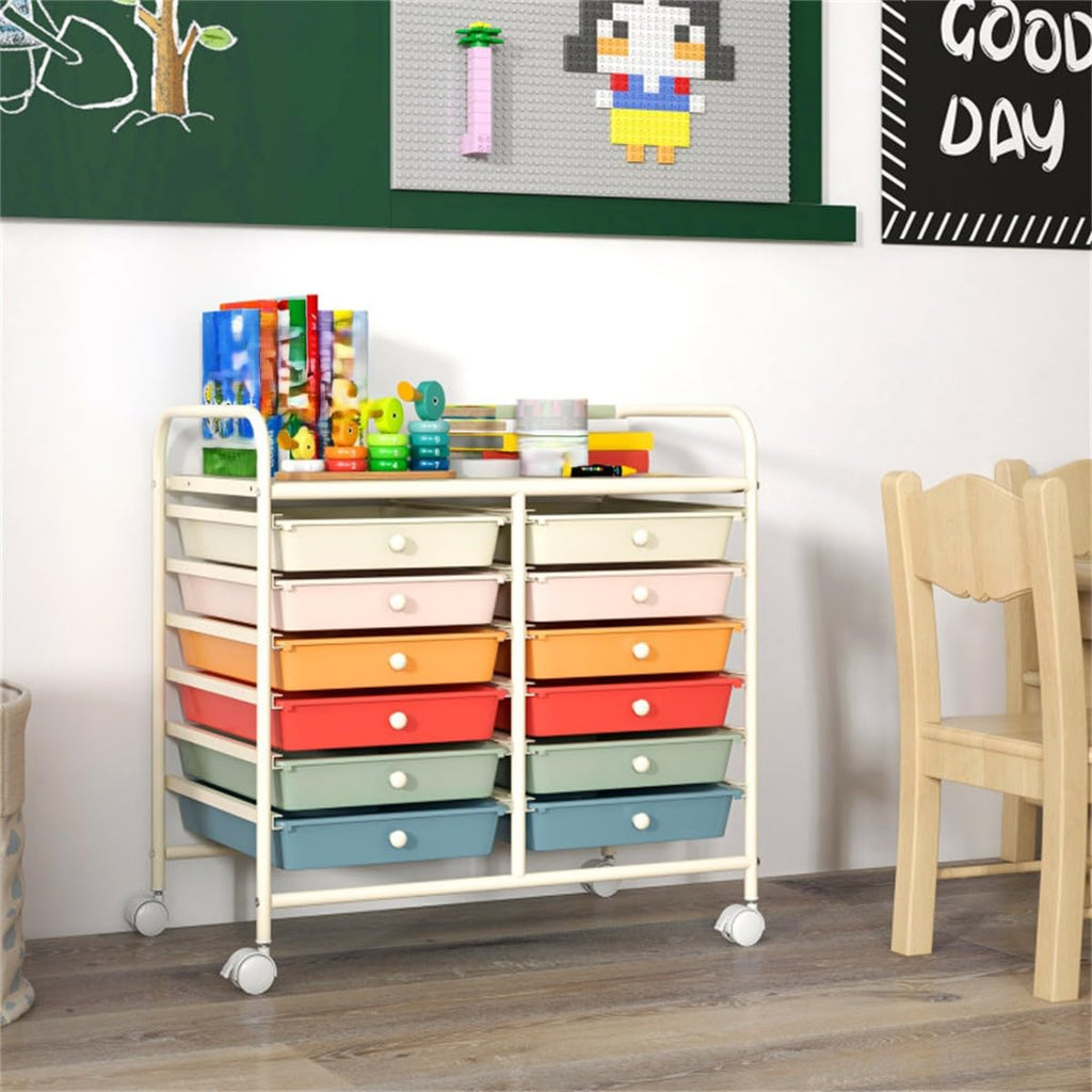 12 Drawer Rolling Storage Cart with Wheels W852