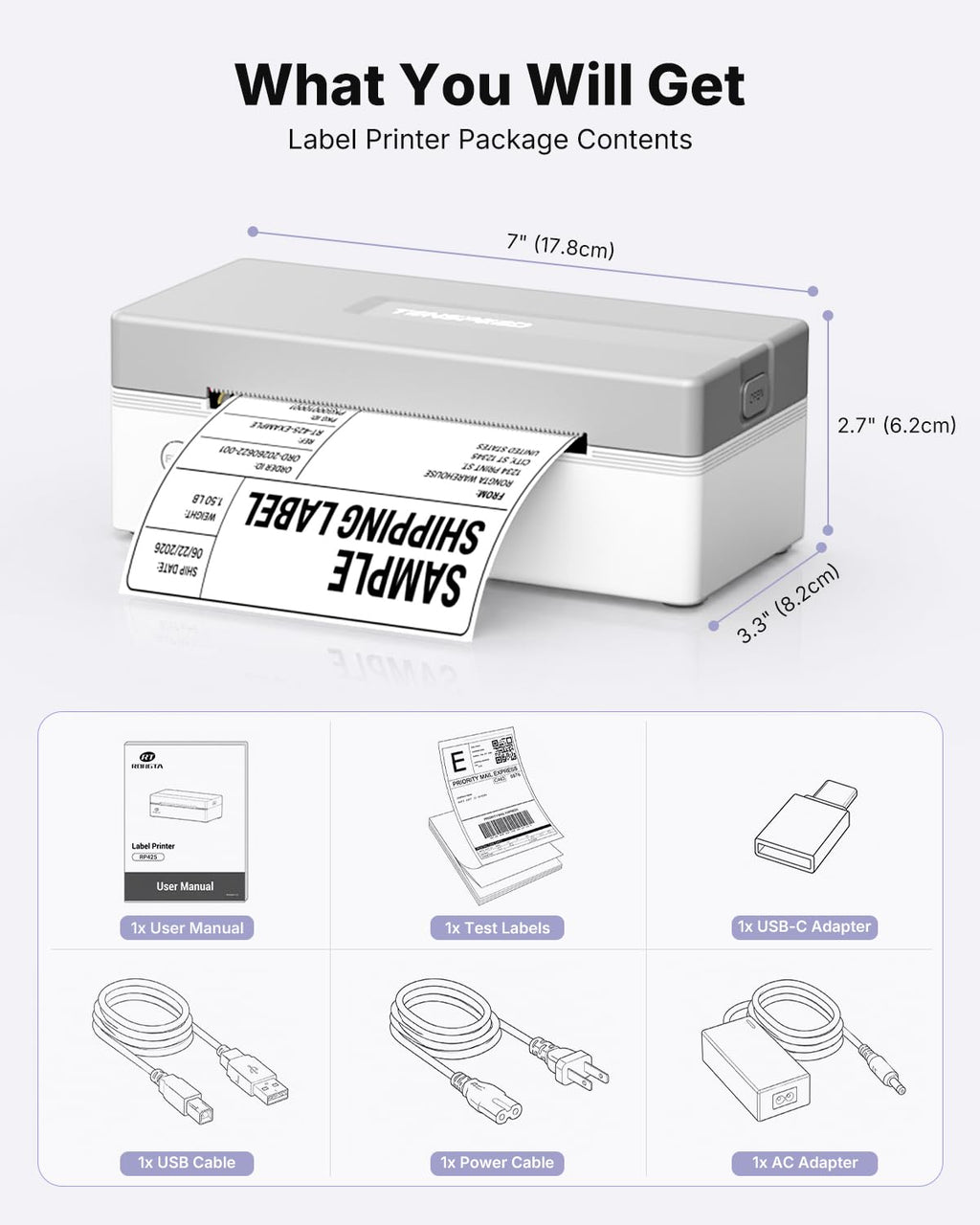 Bluetooth Thermal Shipping Label Printer Z41148