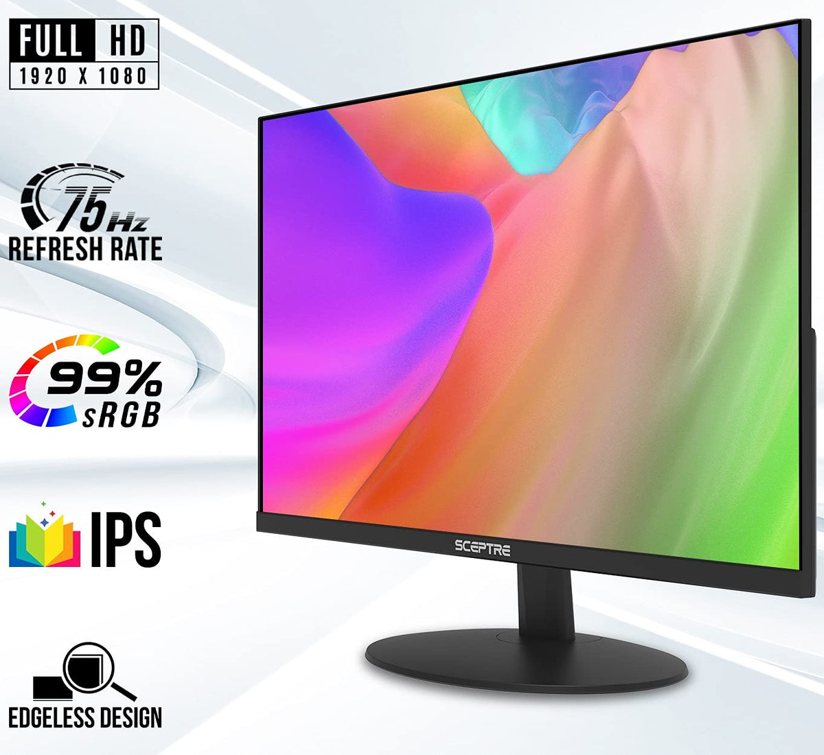 24-Inch IPS LED Computer Monitor 1080p 75Hz Black B6733