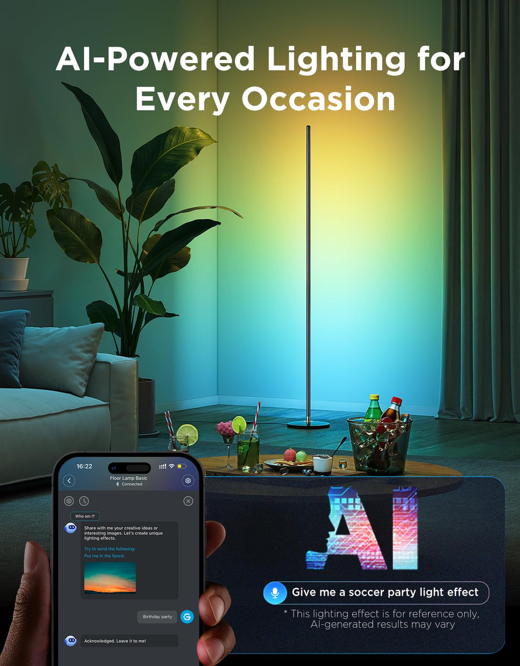 Black RGBIC LED Floor Lamp K8499