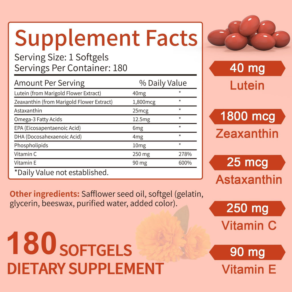 Lutein and Zeaxanthin Softgels with Vitamins C, E, Omega 3 H325